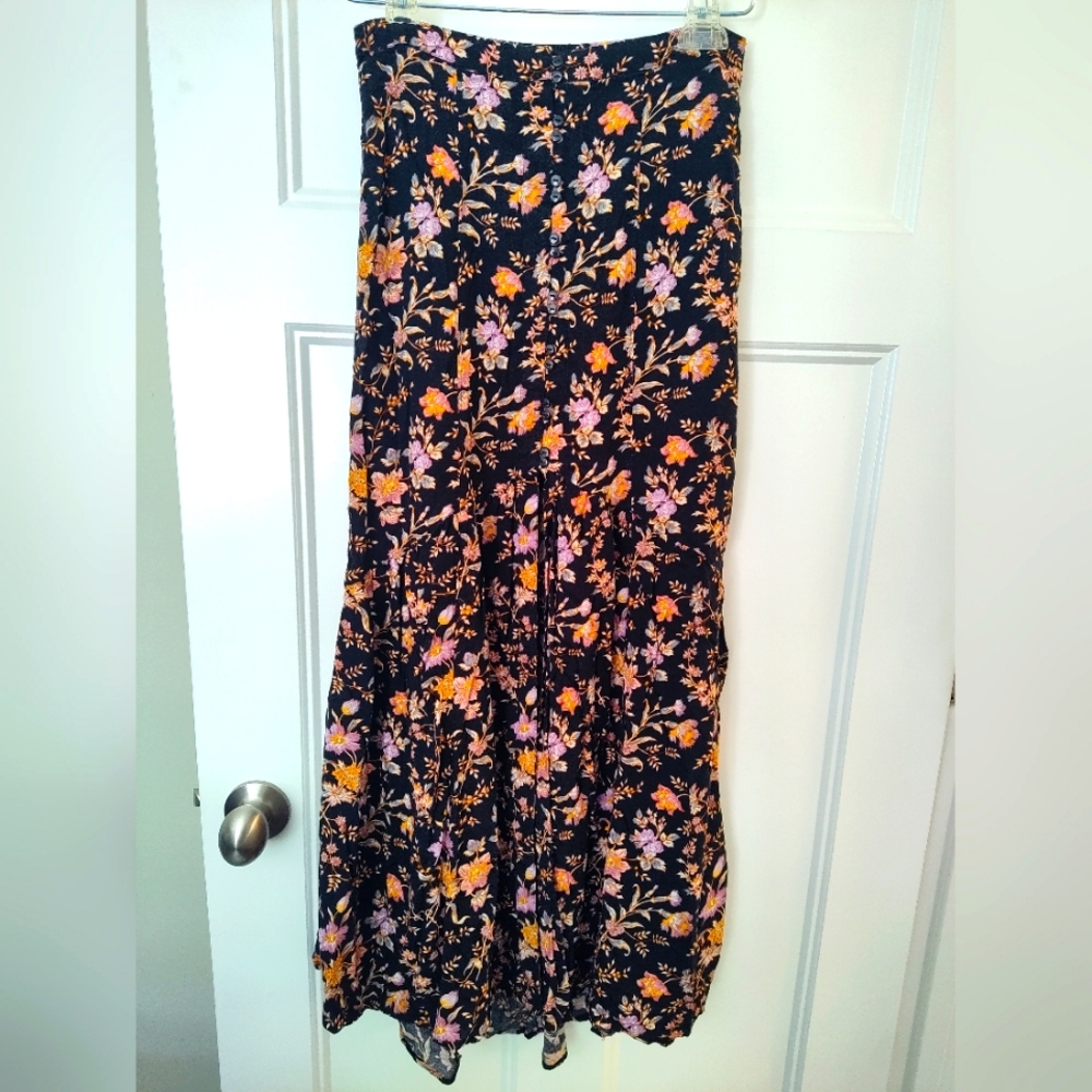 Floral Black Maxi Skirt